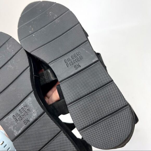 Eileen Fisher Black Nubuck Strappy Sandals Size 5.5 - Picture 7 of 7